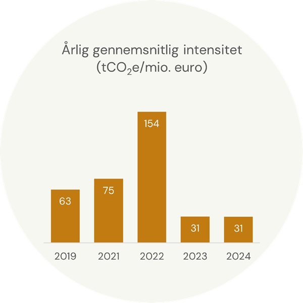 Graf: Årlig gennemsnitlig intensitet på investeringer